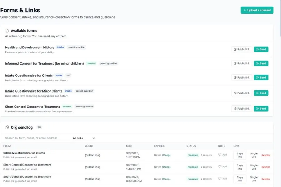 Client records and secure communication in MyTherapyWizard